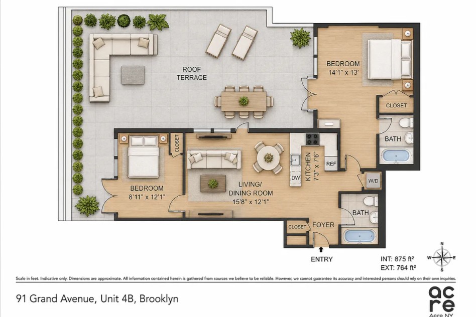 Floor plan for Welcome home to Residence 4B at 91 Grand Avenue